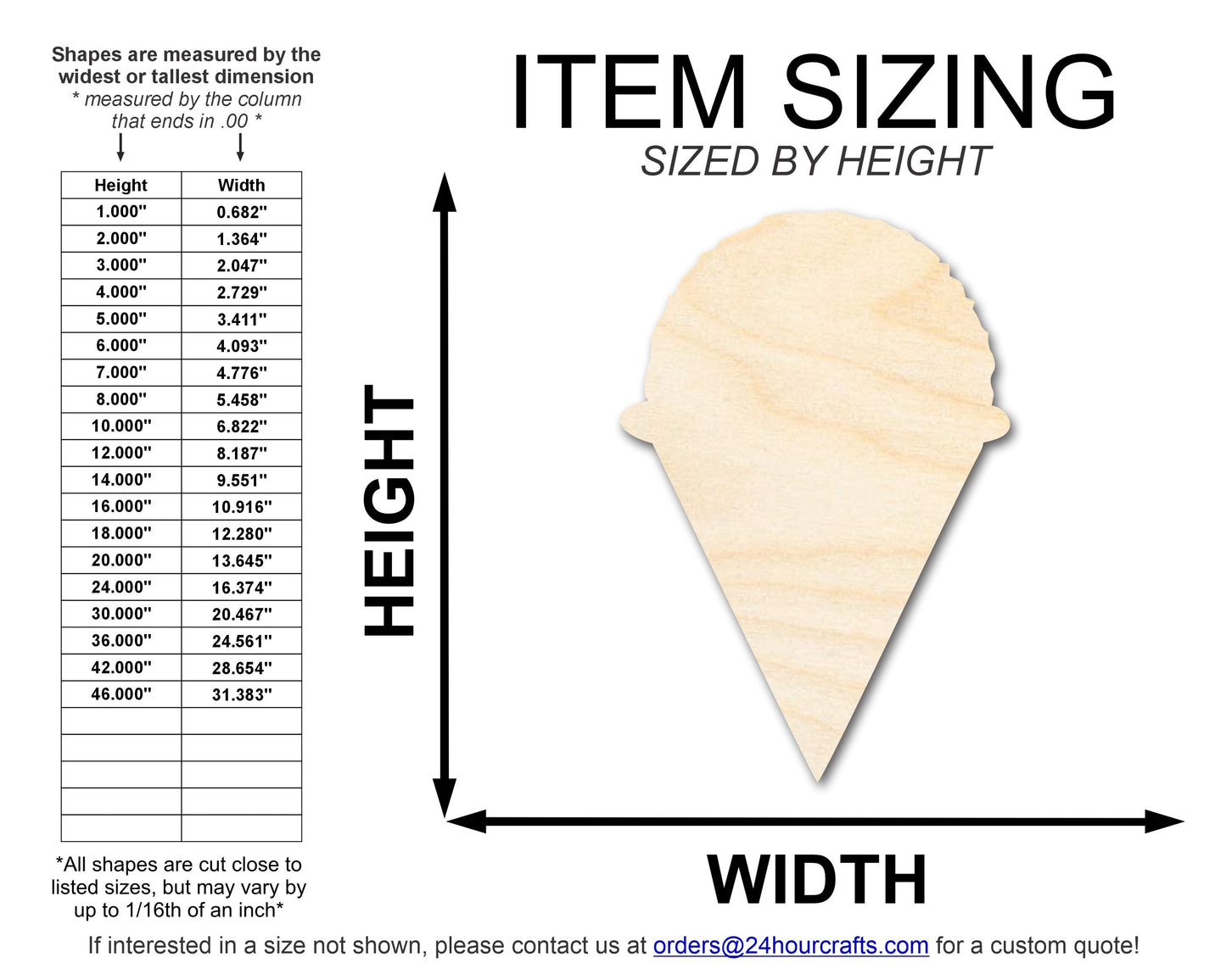 Unfinished Snow Cone Shape | DIY Craft Cutout | up to 46" DIY