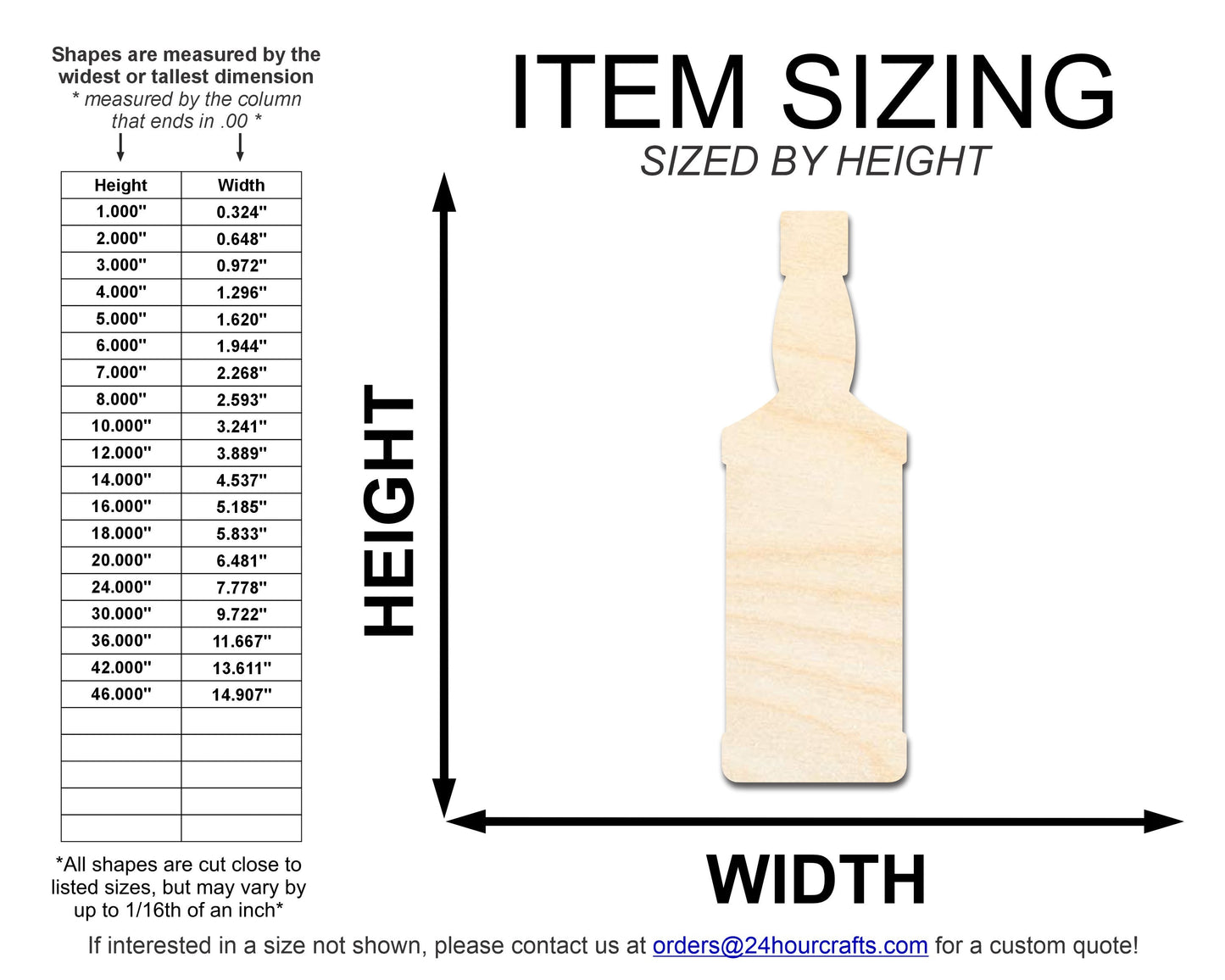 Unfinished Whisky Bottle Shape | DIY Craft Cutout | up to 46" DIY
