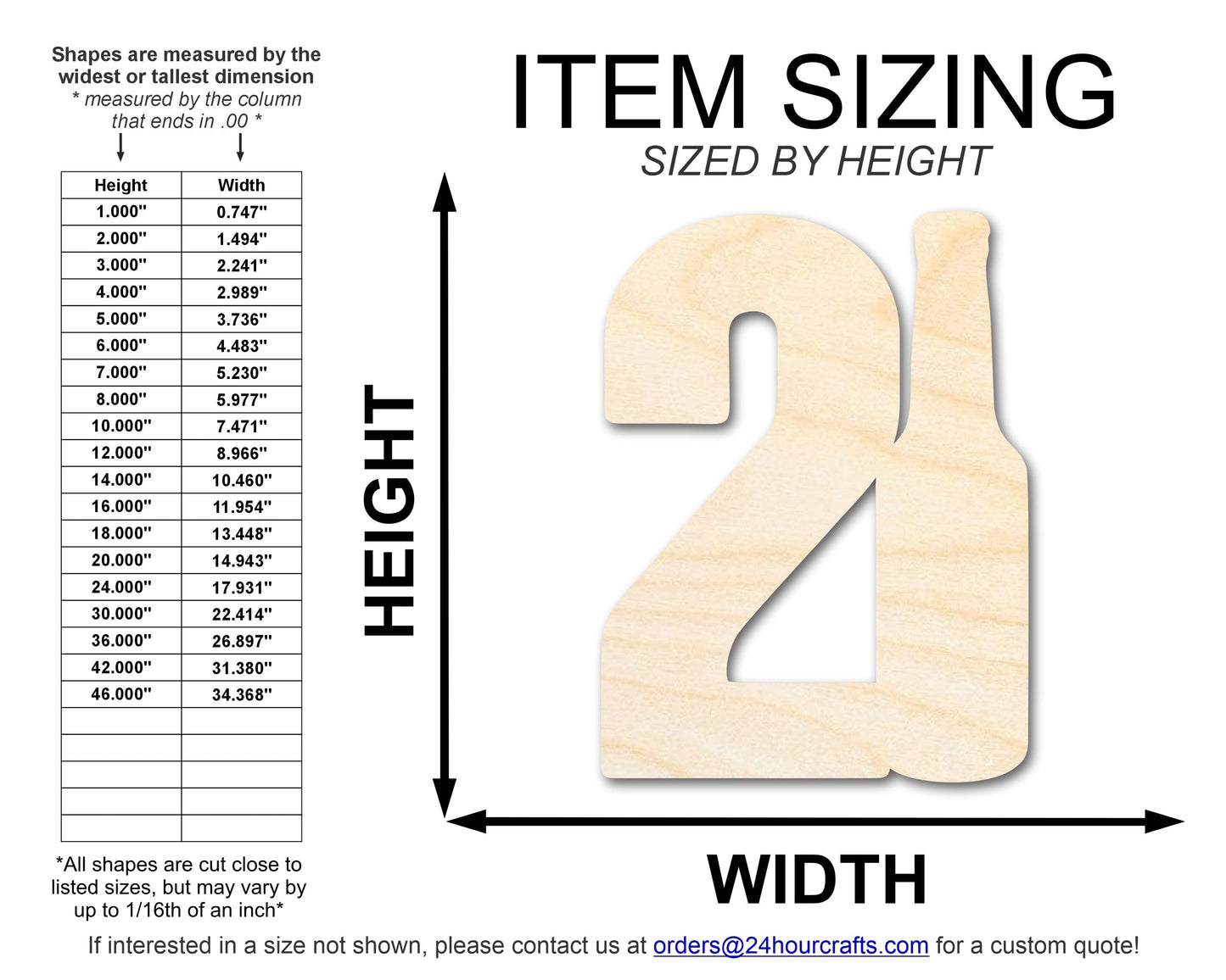 Unfinished Twenty One Bottle Shape | DIY Craft Cutout | up to 46" DIY