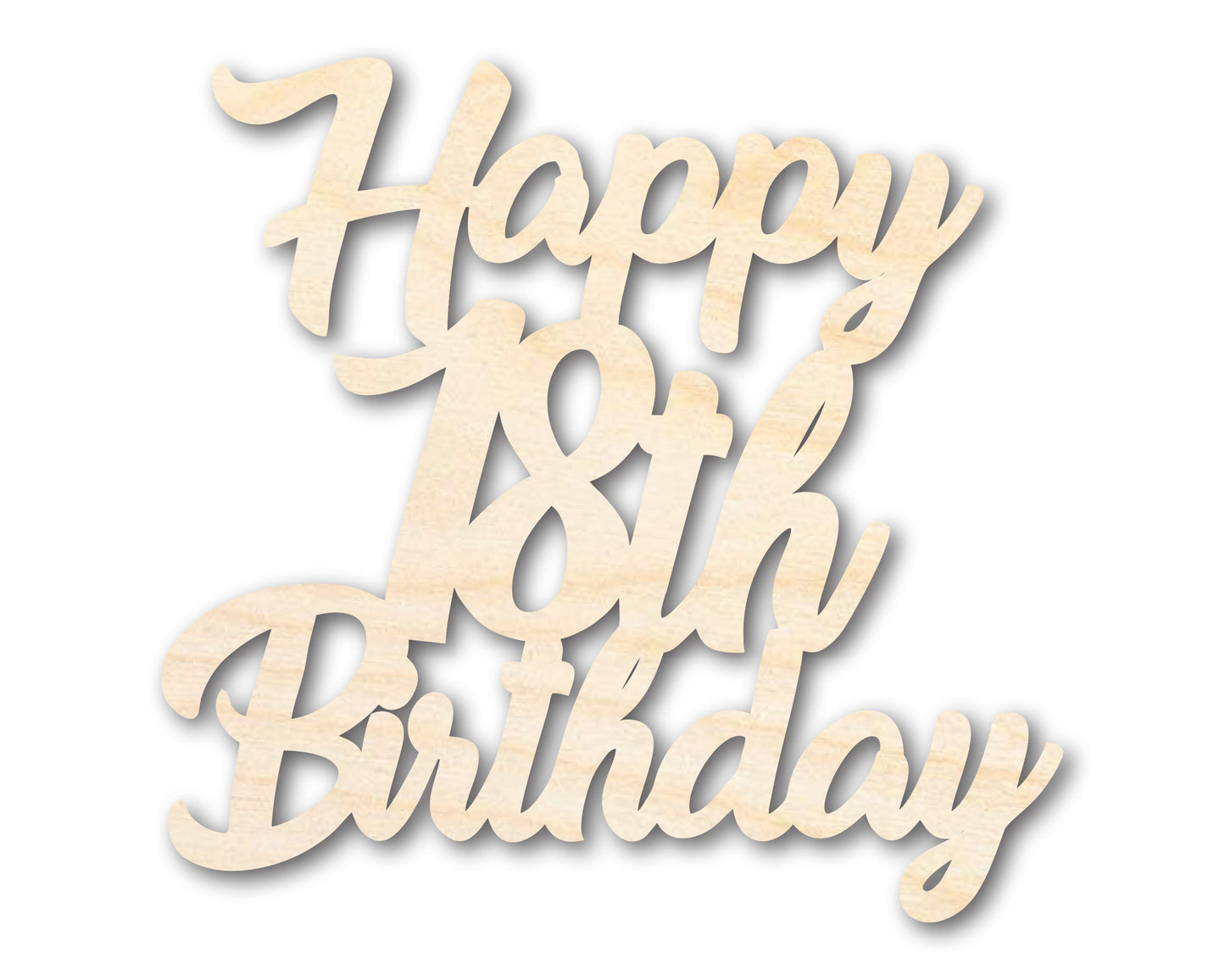 Unfinished Happy Eighteenth Birthday Shape | DIY Craft Cutout | up to 46" DIY