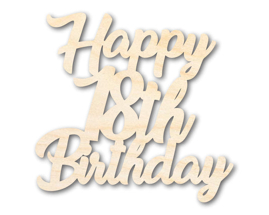 Unfinished Happy Eighteenth Birthday Shape | DIY Craft Cutout | up to 46" DIY