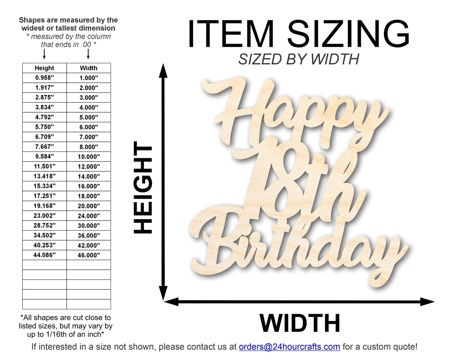 Unfinished Happy Eighteenth Birthday Shape | DIY Craft Cutout | up to 46" DIY