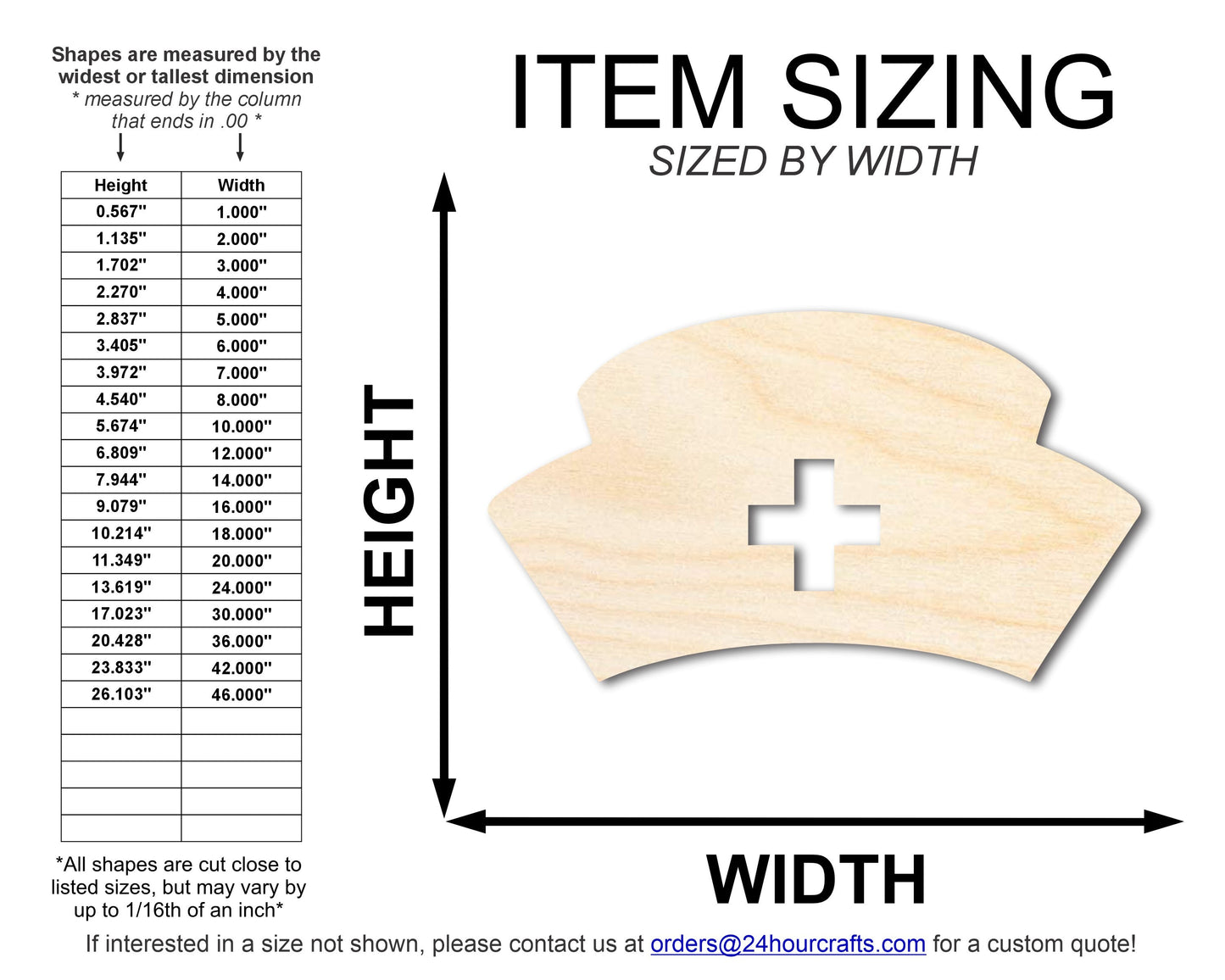 Unfinished Nurse Hat Shape | DIY Craft Cutout | up to 46" DIY