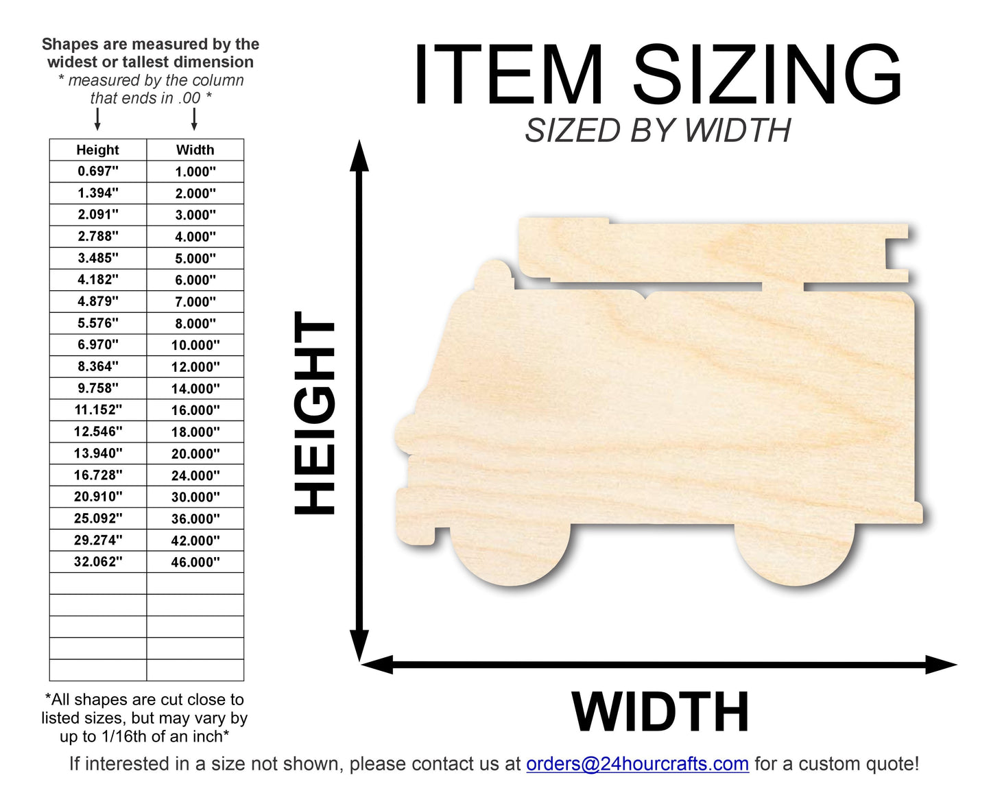 Unfinished Cartoon Fire Truck Shape | DIY Craft Cutout | up to 46" DIY