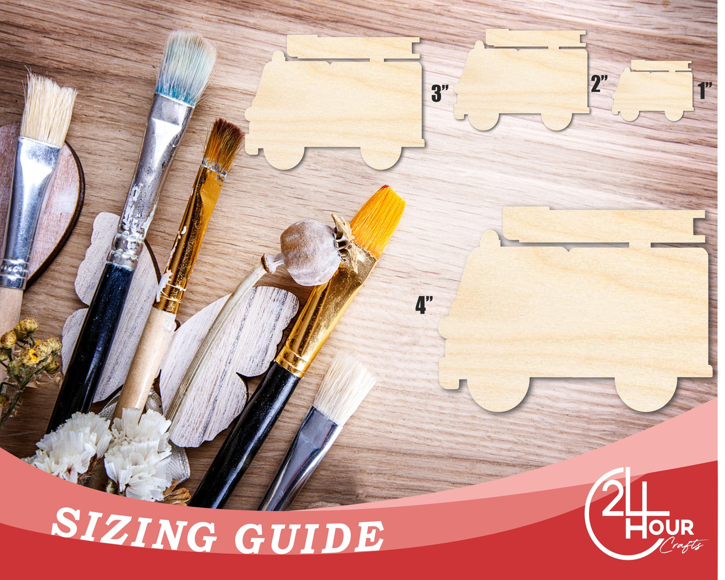 Unfinished Cartoon Fire Truck Shape | DIY Craft Cutout | up to 46" DIY