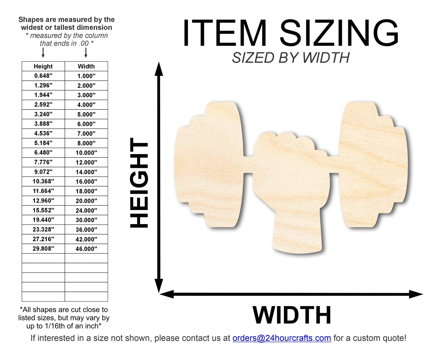 Unfinished Dumbbell Shape | DIY Craft Cutout | up to 46" DIY