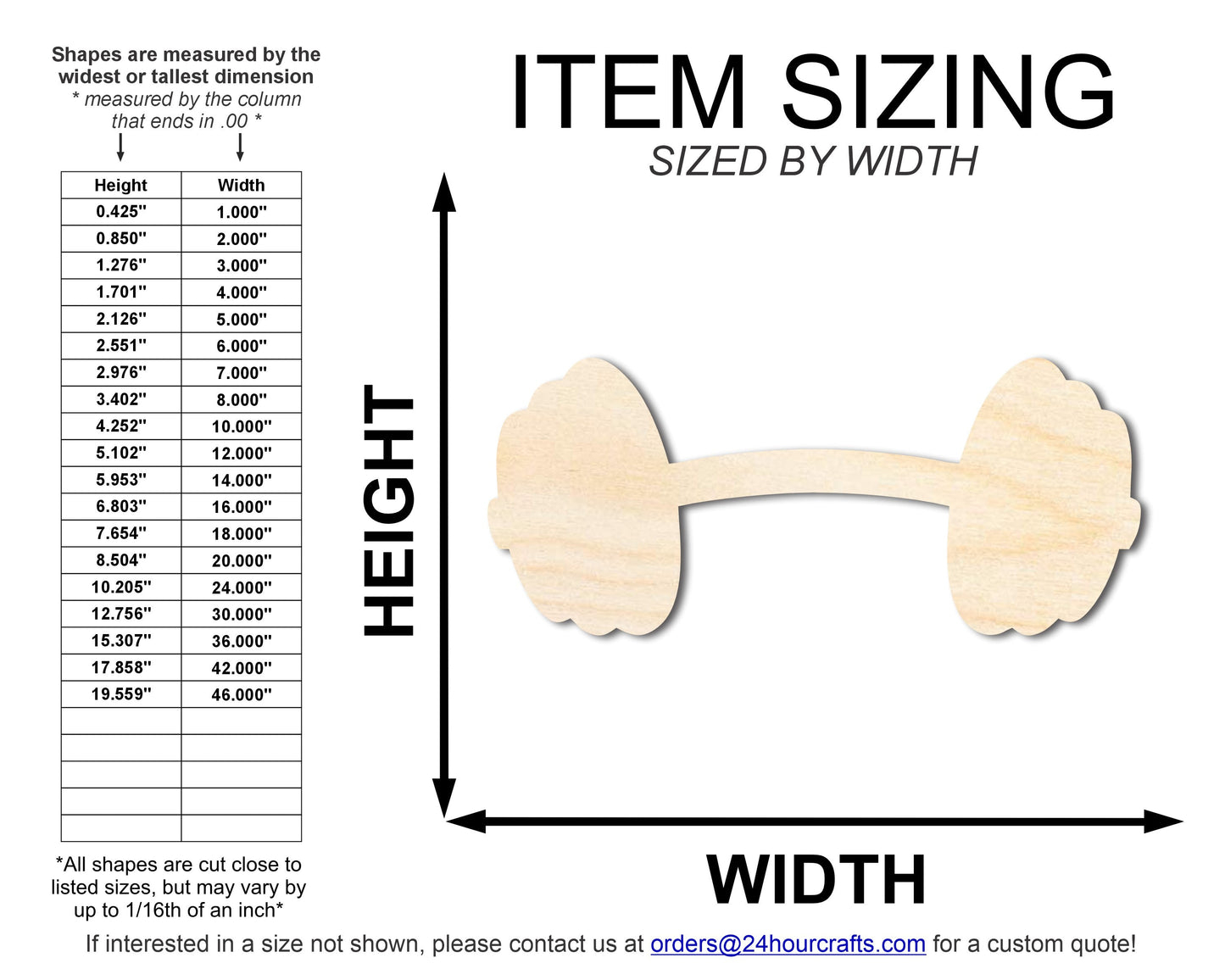 Unfinished Barbell Shape | DIY Craft Cutout | up to 46" DIY