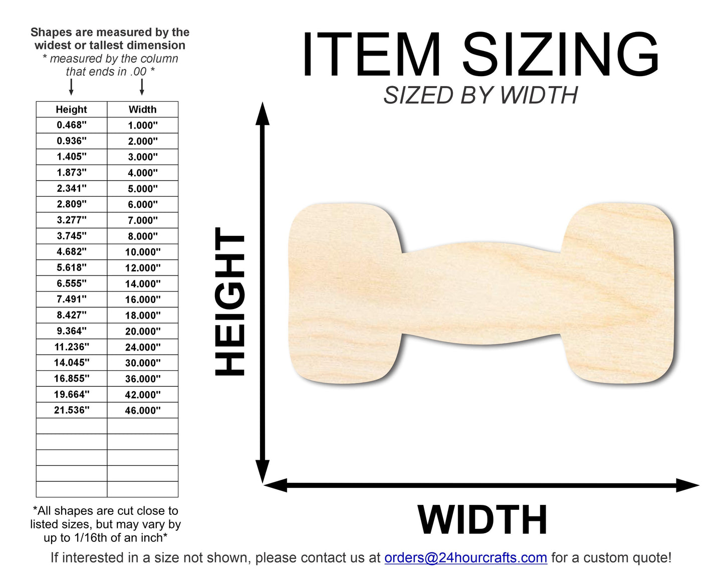 Unfinished Dumbbell Silhouette | DIY Craft Cutout | up to 46" DIY