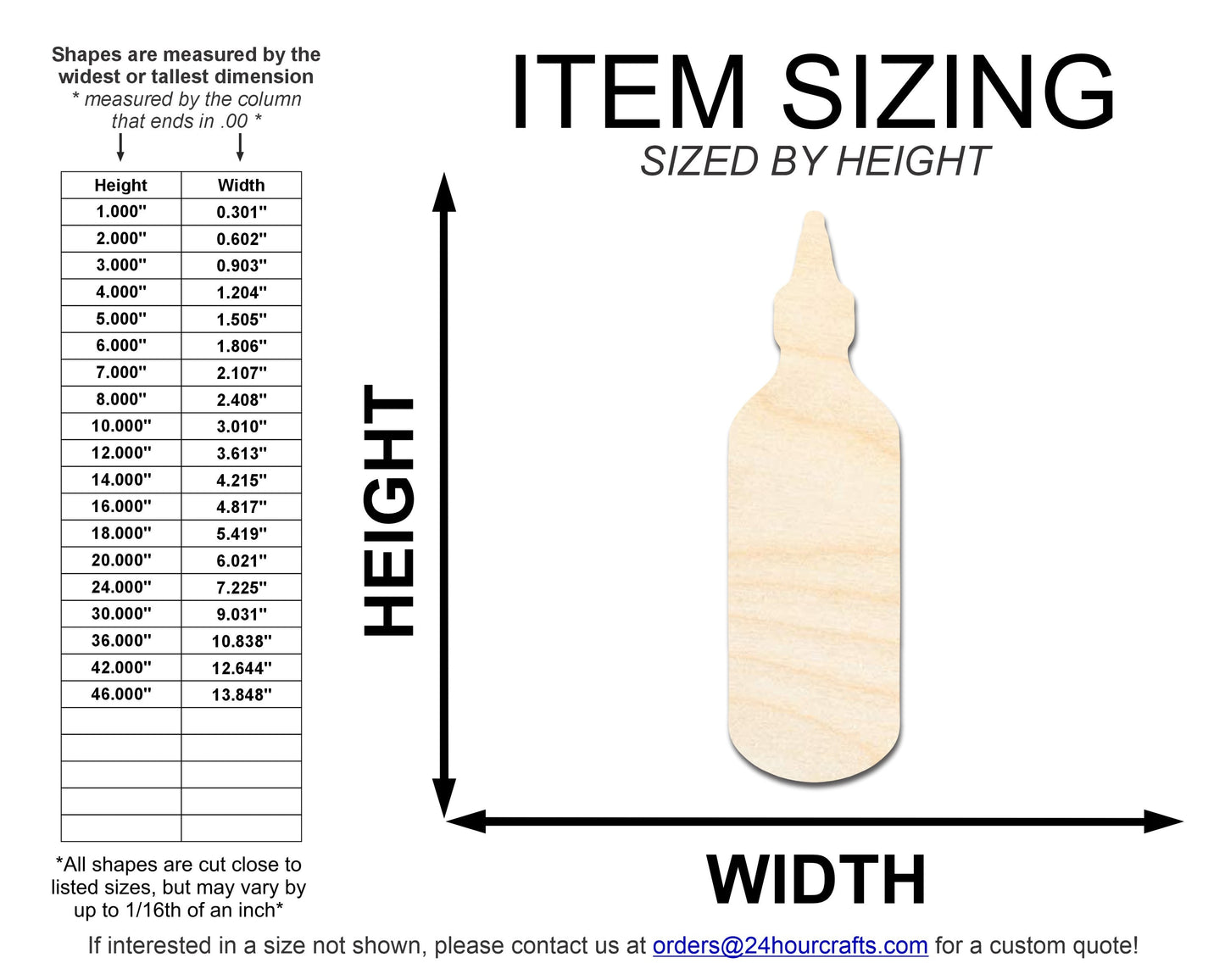 Unfinished Sriracha Bottle Shape | DIY Craft Cutout | up to 46" DIY