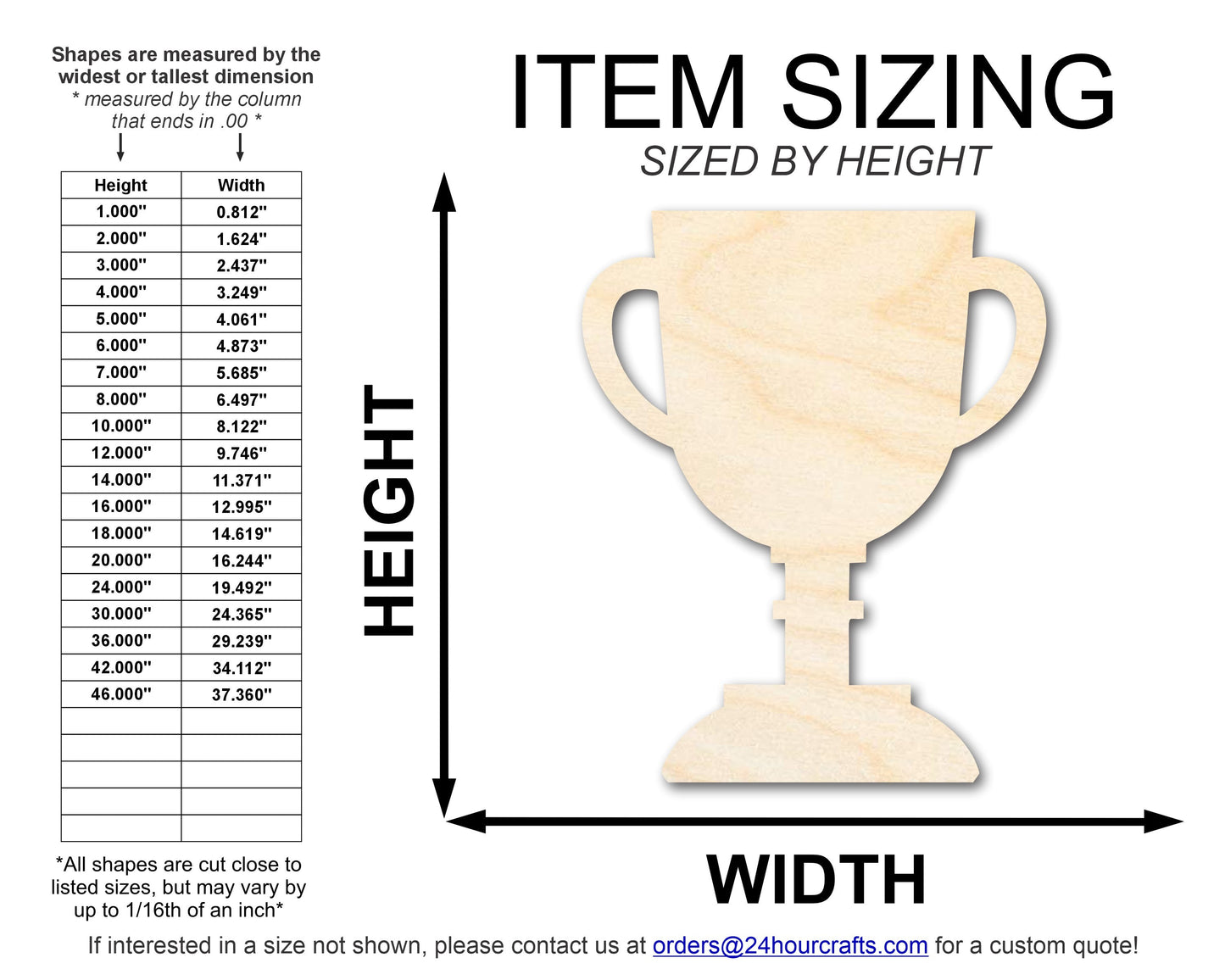 Unfinished Trophy Shape | DIY Craft Cutout | up to 46" DIY