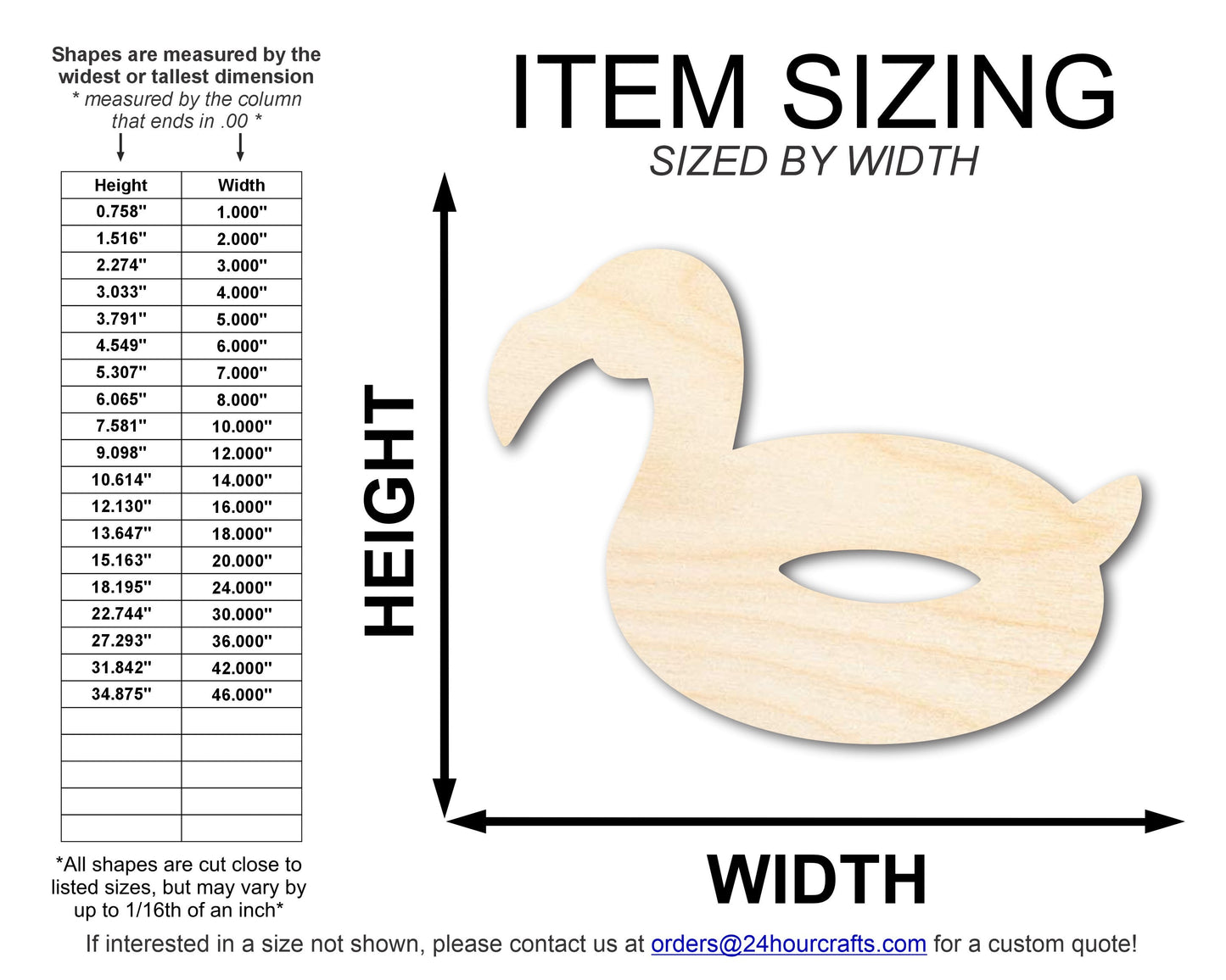 Unfinished Flamingo Pool Float Shape | DIY Craft Cutout | up to 46" DIY