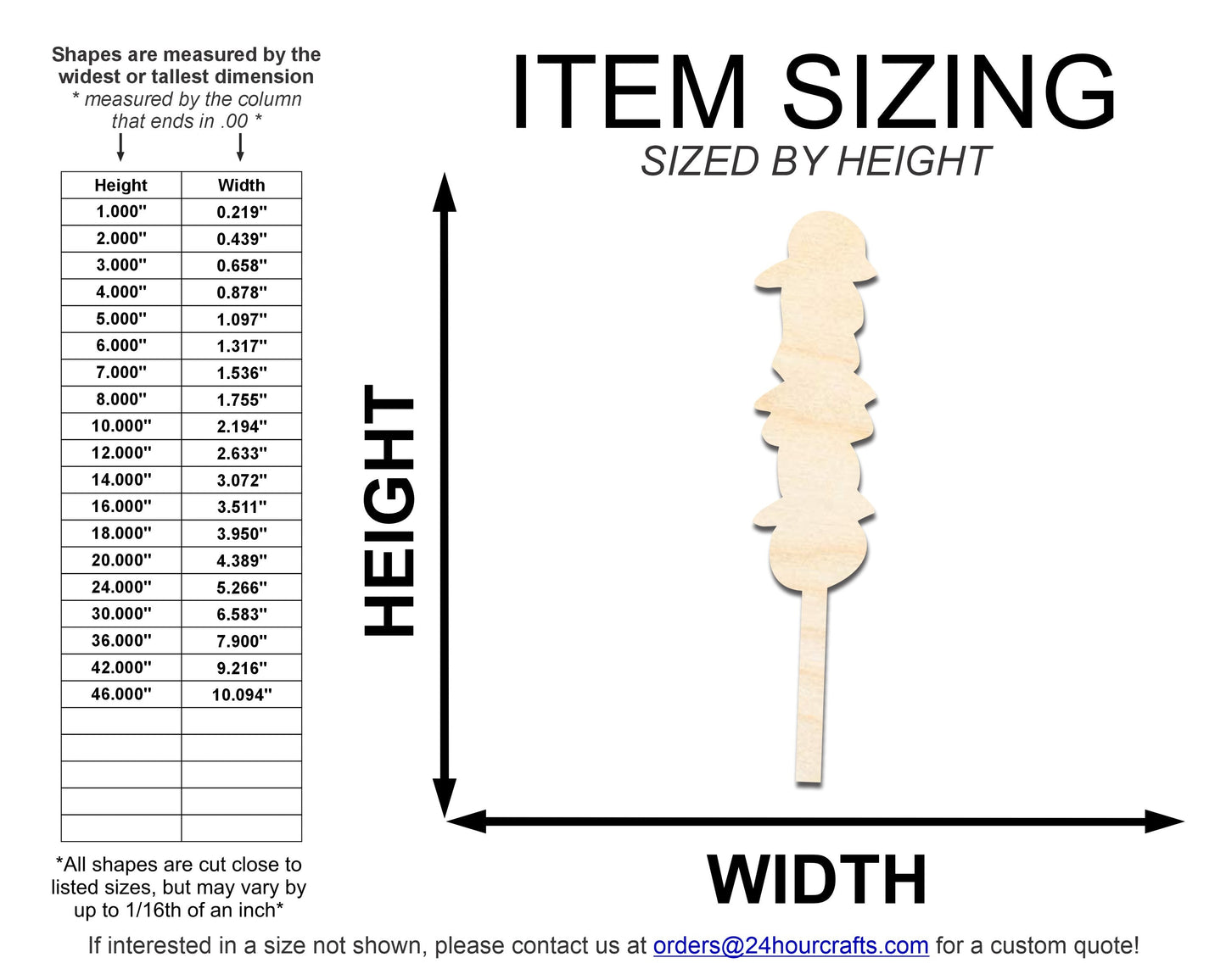 Unfinished Kebab Shape | DIY Craft Cutout | up to 46" DIY