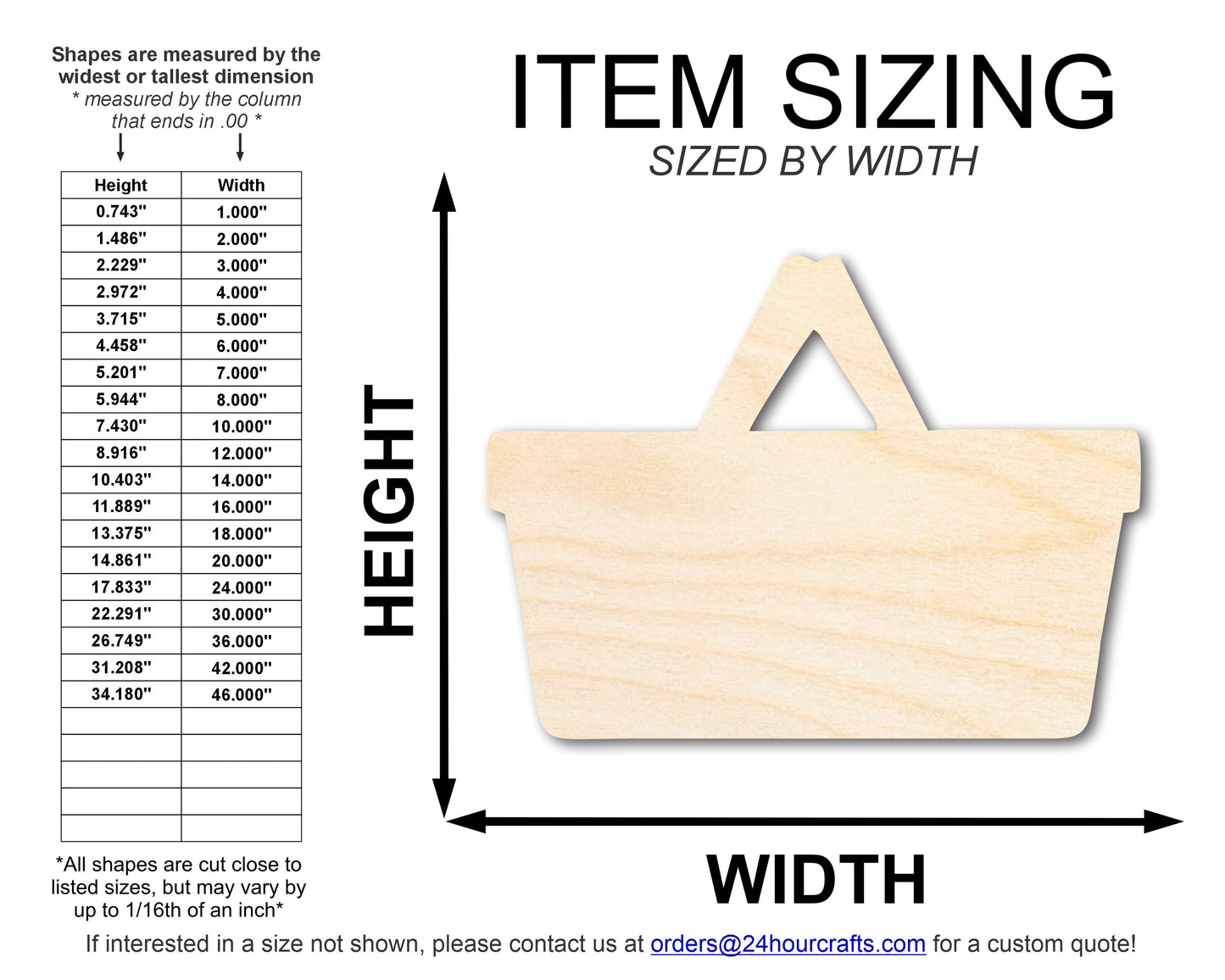 Unfinished Picnic Basket Shape | DIY Craft Cutout | up to 46" DIY