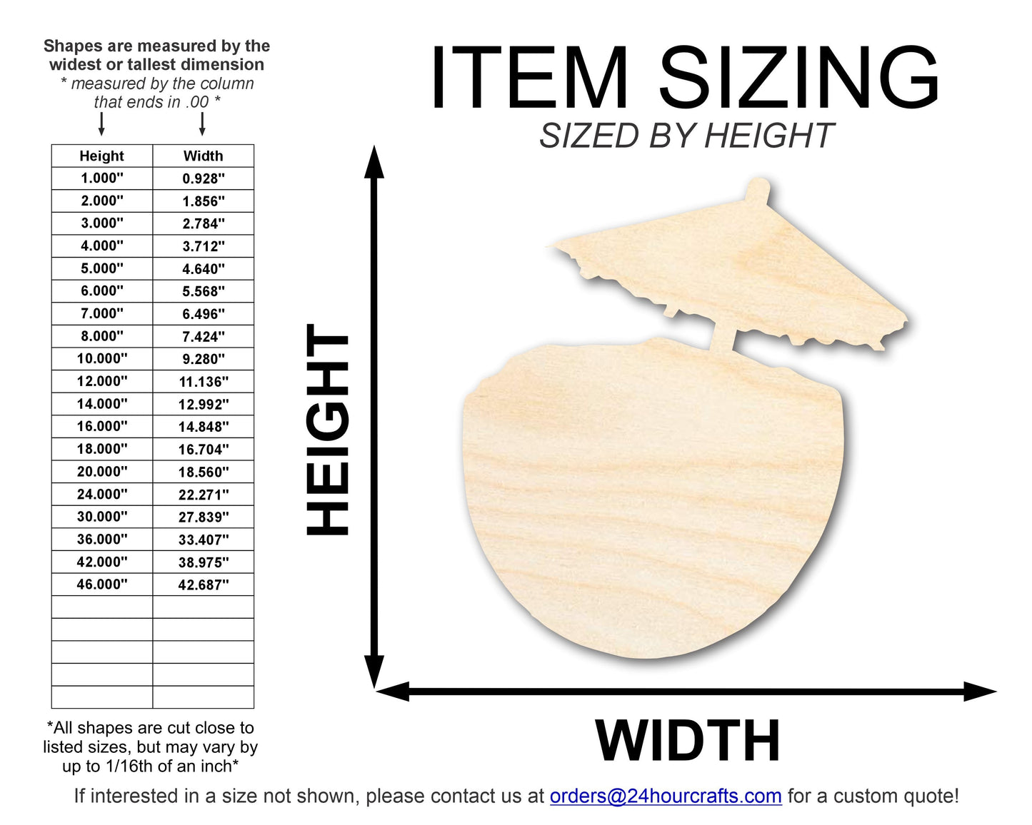 Unfinished Coconut Drink Shape | DIY Craft Cutout | up to 46" DIY