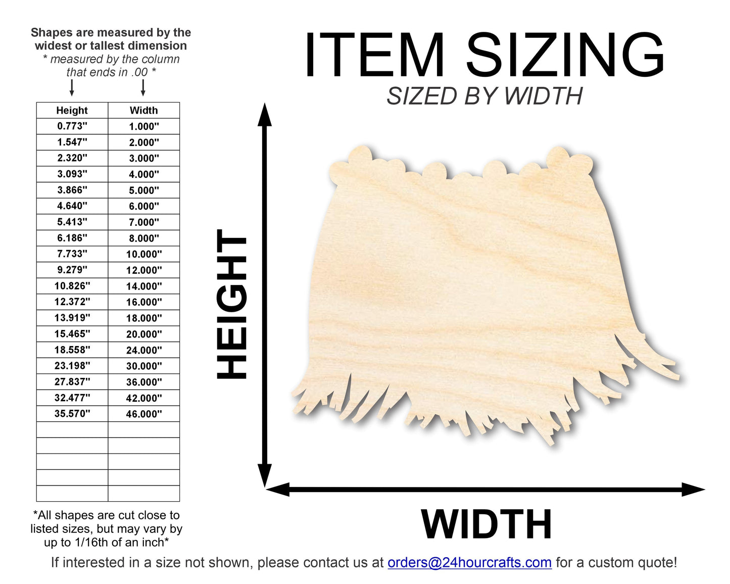 Unfinished Hula Grass Skirt Shape | DIY Craft Cutout | up to 46" DIY