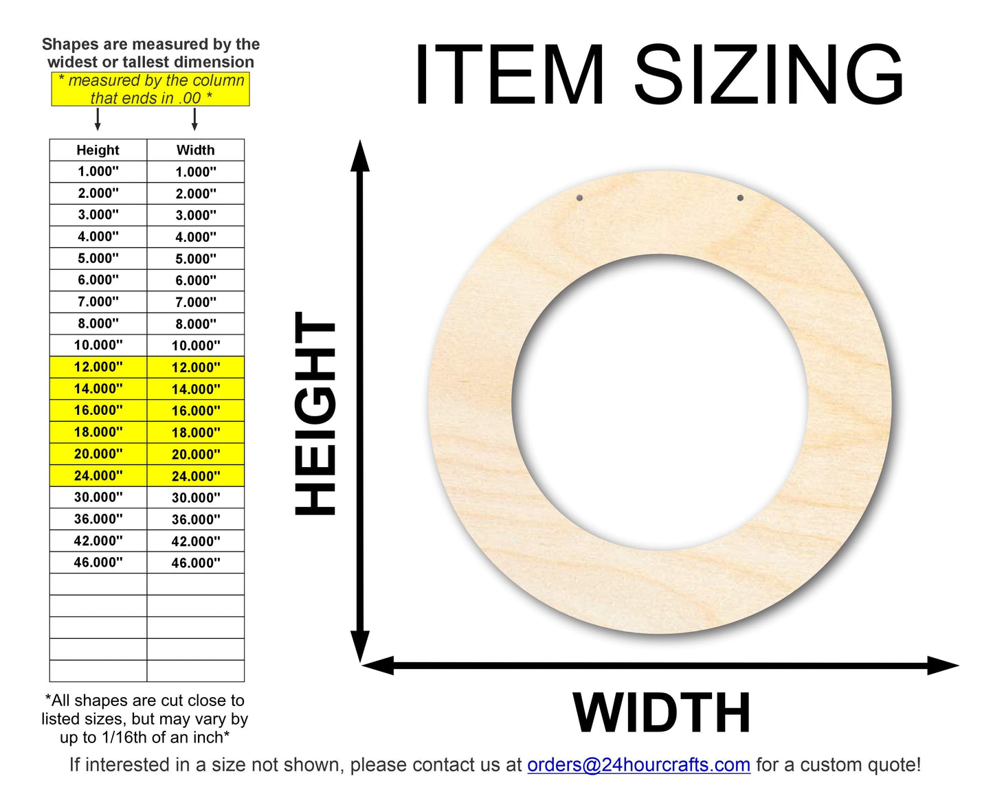 Unfinished Round Wreath Door Hanger | DIY Craft Cutout | Door Hanger | up to 46" DIY