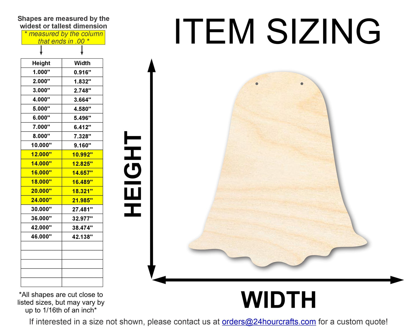 Unfinished Ghost Door Hanger | DIY Craft Cutout | Door Hanger | up to 46" DIY