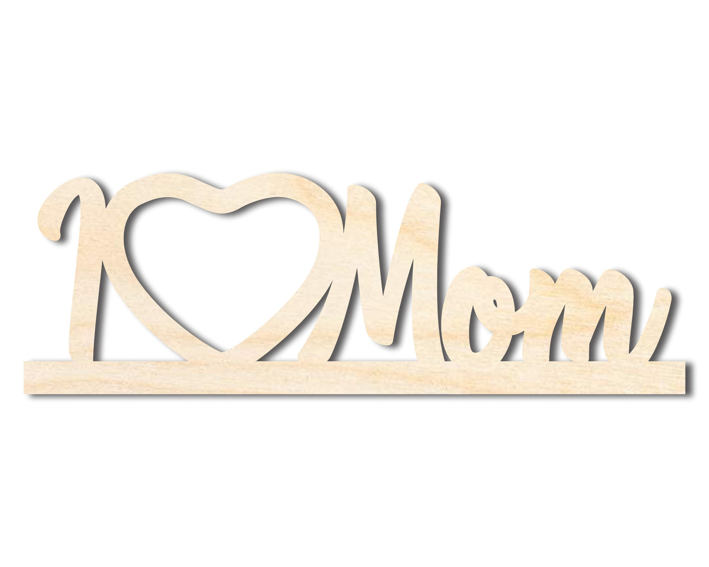 Unfinished I Love Mom Frame Shape | DIY Craft Cutout | up to 46" DIY