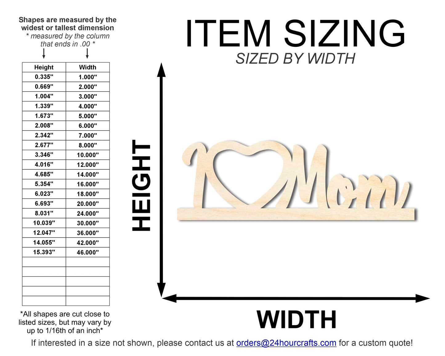 Unfinished I Love Mom Frame Shape | DIY Craft Cutout | up to 46" DIY