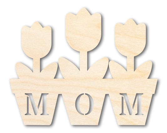 Unfinished Mom Flower Pot Shape | DIY Craft Cutout | up to 46" DIY