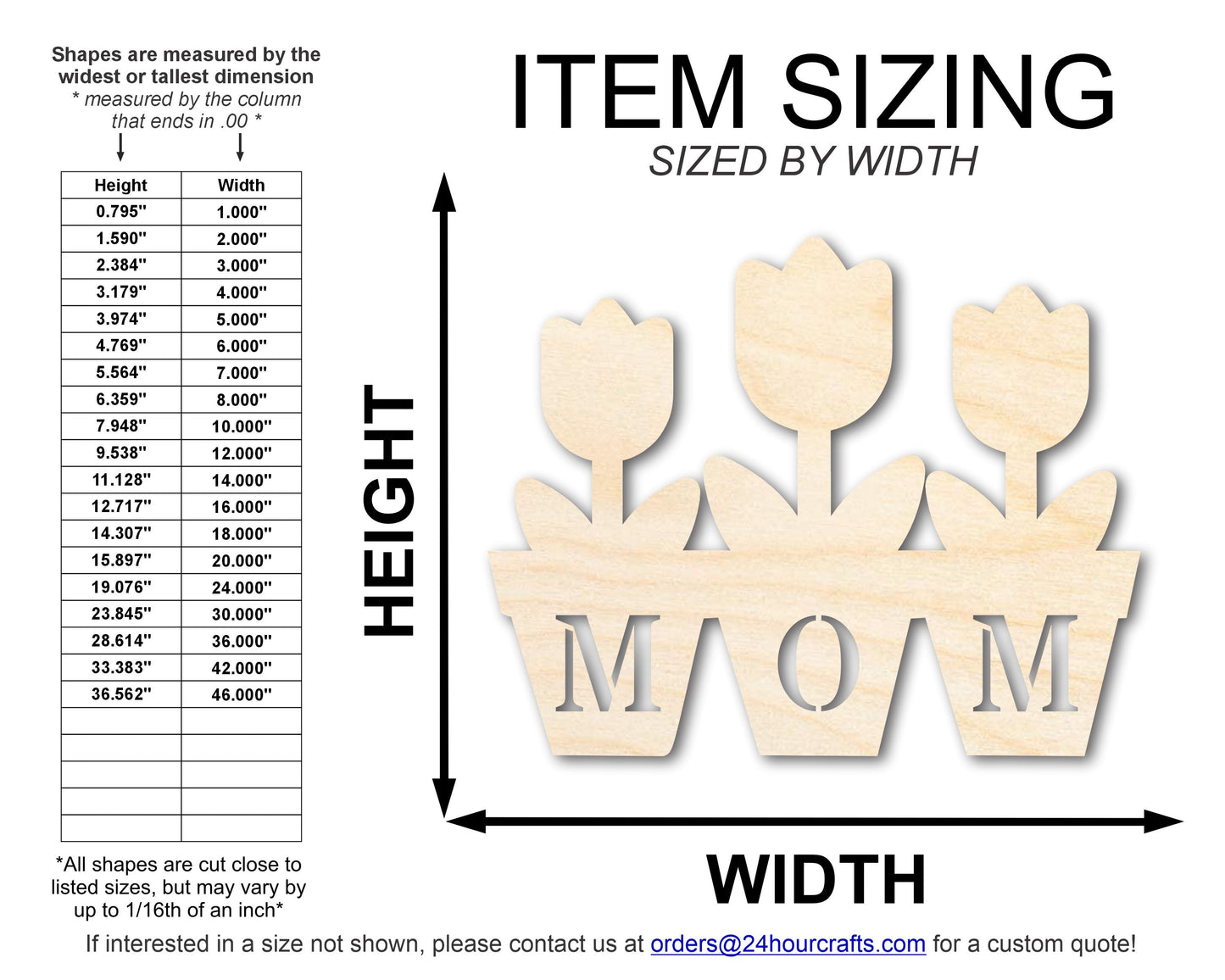 Unfinished Mom Flower Pot Shape | DIY Craft Cutout | up to 46" DIY