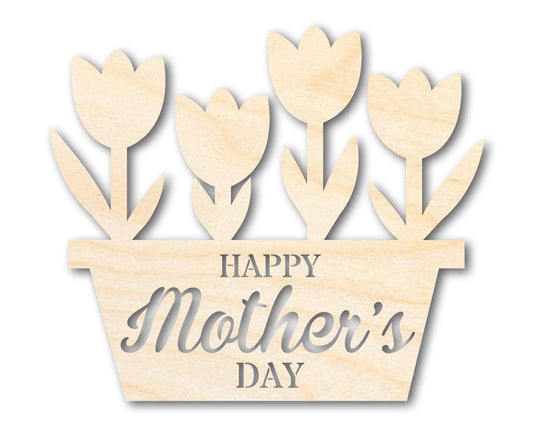 Unfinished Happy Mother's Day Flower Pot Shape | DIY Craft Cutout | up to 46" DIY