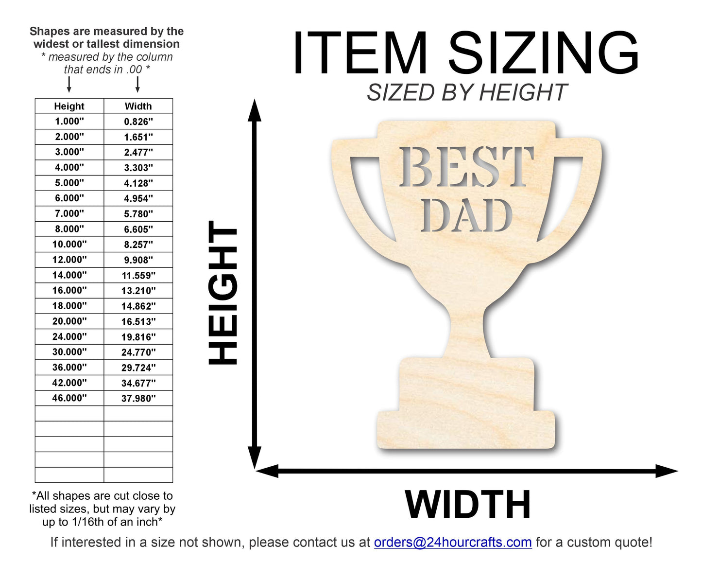 Unfinished Best Dad Trophy Shape | DIY Craft Cutout | up to 46" DIY