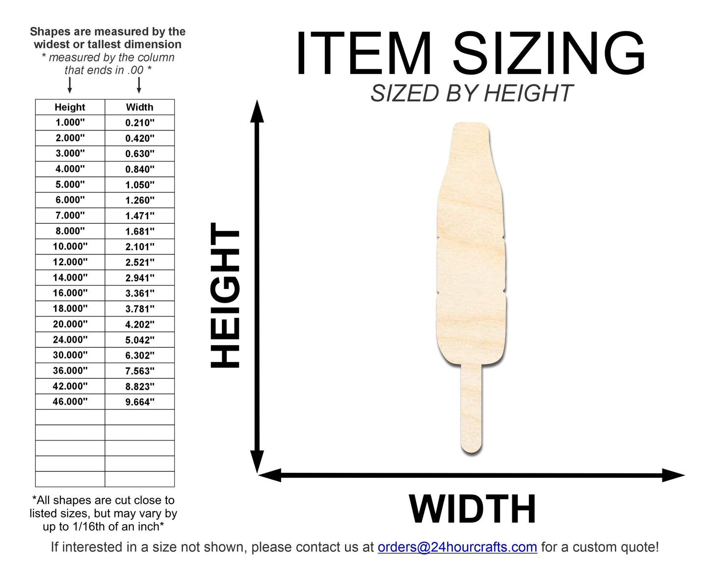 Unfinished Wood Patriotic Popsicle Shape | DIY Craft Cutout | up to 46" DIY