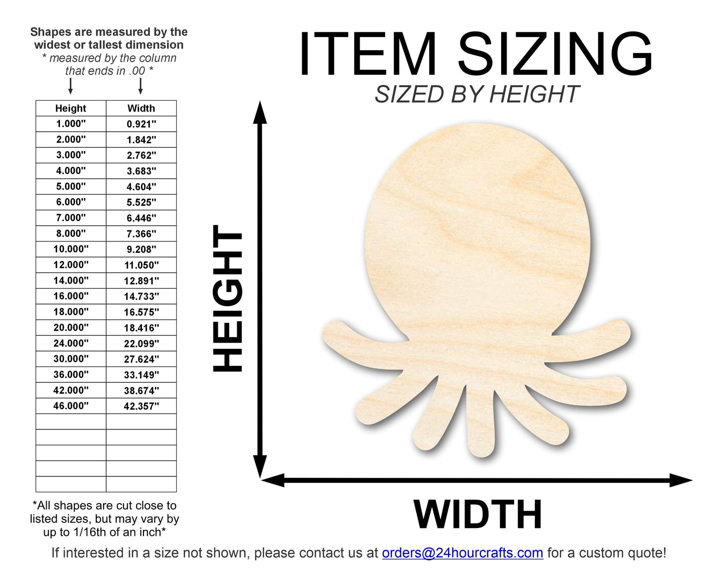 Unfinished Cute Octopus Shape | DIY Craft Cutout | up to 46" DIY