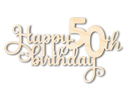 Unfinished Happy 50th Birthday Sign Shape | DIY Craft Cutout | up to 46" DIY