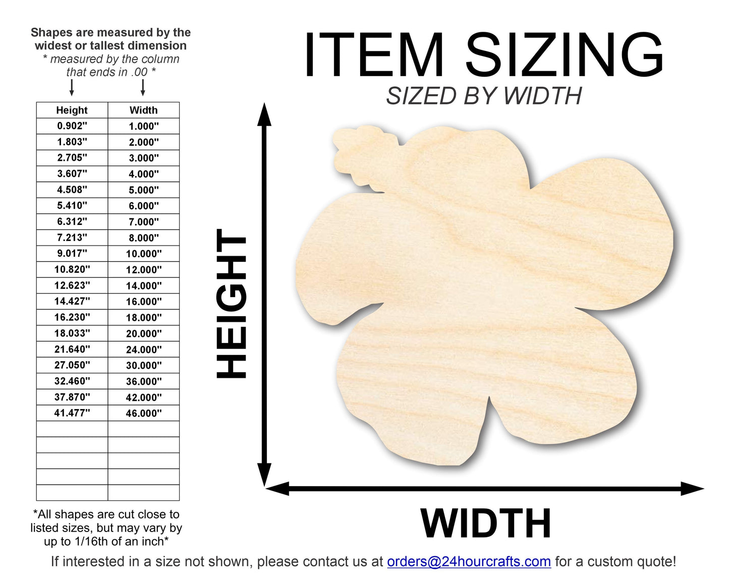 Unfinished Wood Hibiscus Flower Silhouette | DIY Craft Cutout | up to 46" DIY