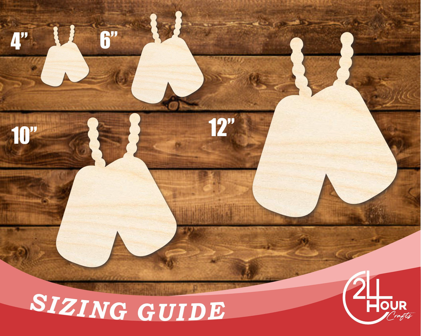 Unfinished Wood Military Dog Tag Chain Shape | DIY Craft Cutout | up to 46" DIY