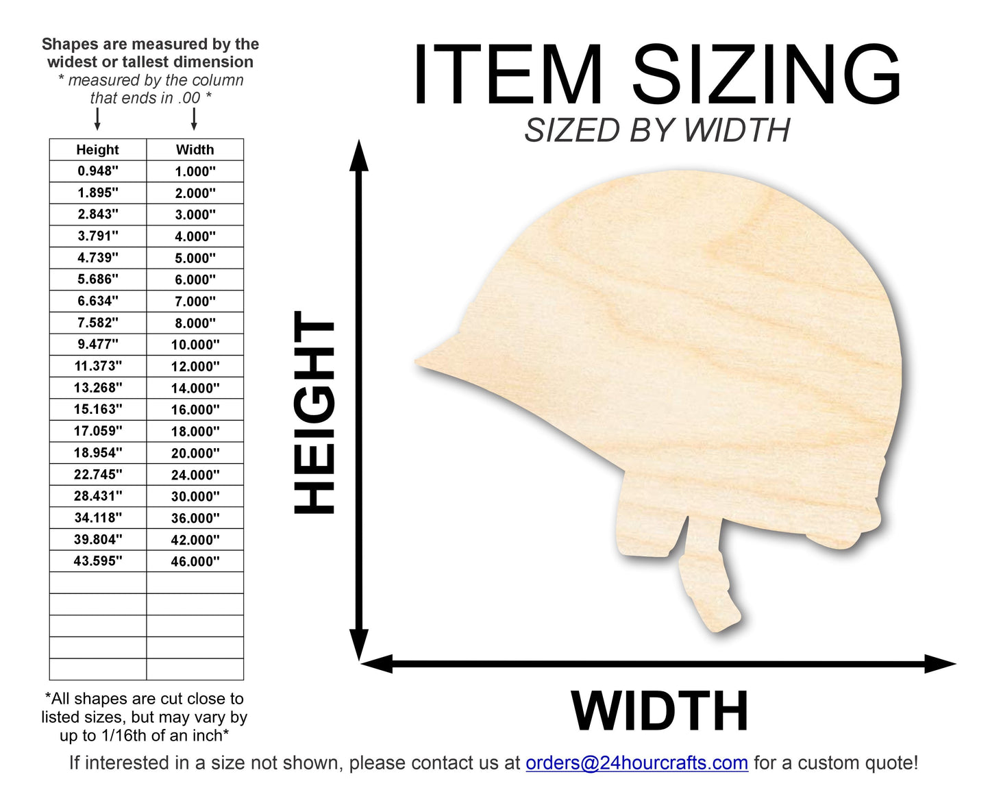 Unfinished Wood Army Helmet Shape | DIY Craft Cutout | up to 46" DIY