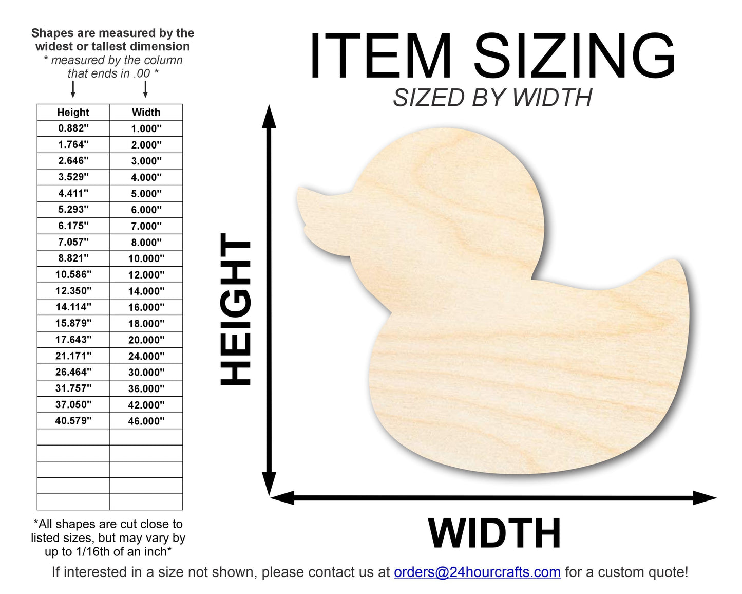 Unfinished Wood Cute Rubber Duck Shape | DIY Craft Cutout | up to 46" DIY