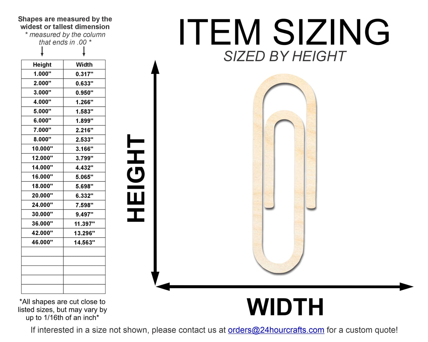 Unfinished Wood Paper Clip Shape | DIY Craft Cutout | up to 46" DIY