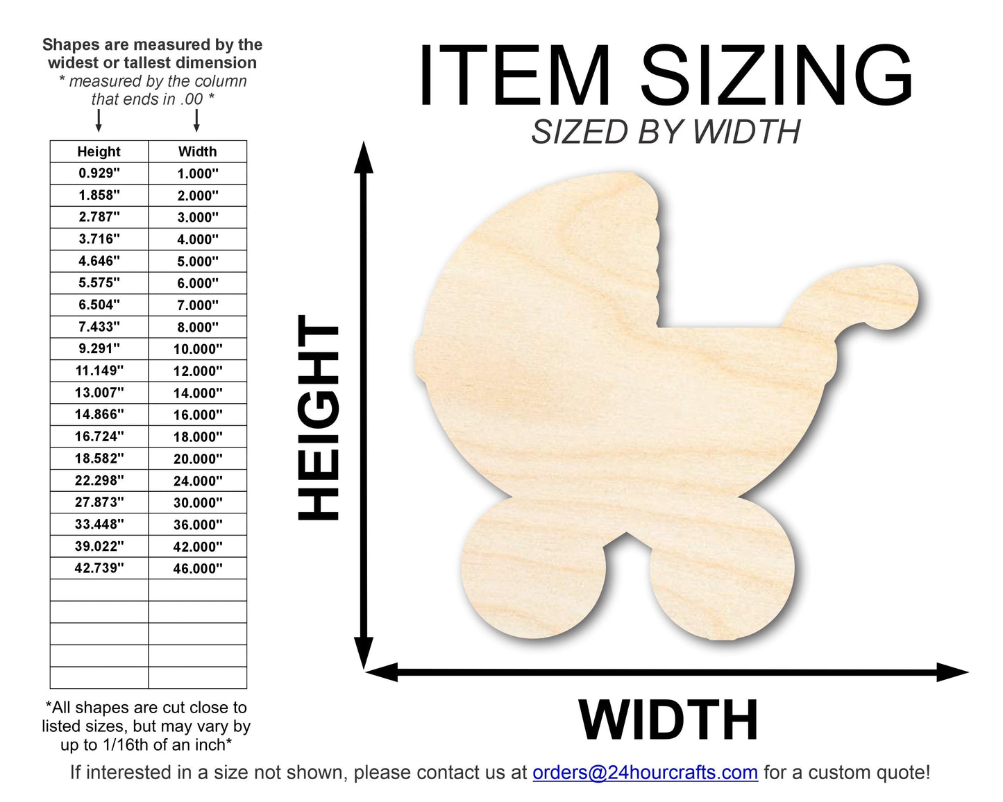 Unfinished Wood Baby Stroller Shape | DIY Craft Cutout | up to 46" DIY