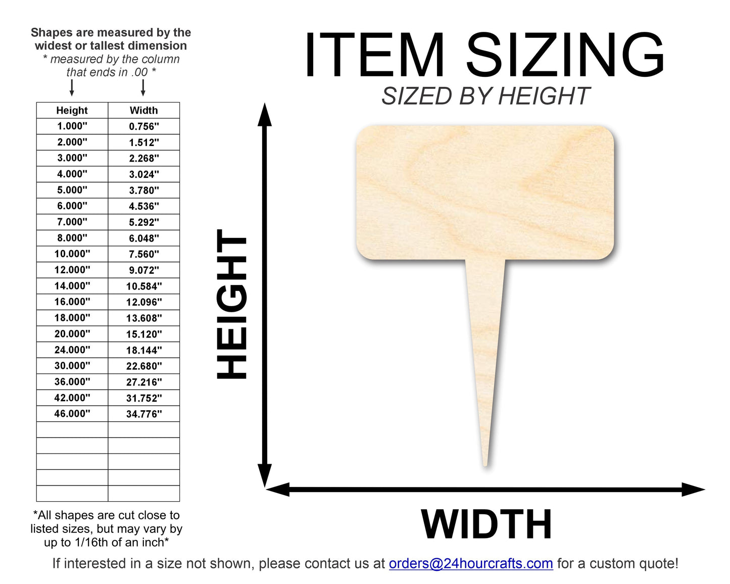 Unfinished Wood Blank Garden Stake Shape | DIY Craft Cutout | up to 46" DIY