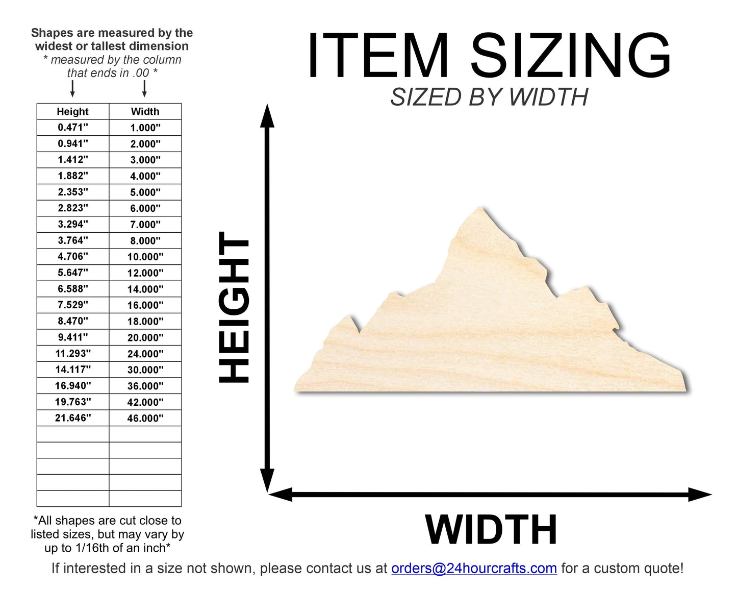 Unfinished Wood Mount Everest Shape | DIY Craft Cutout | up to 46" DIY