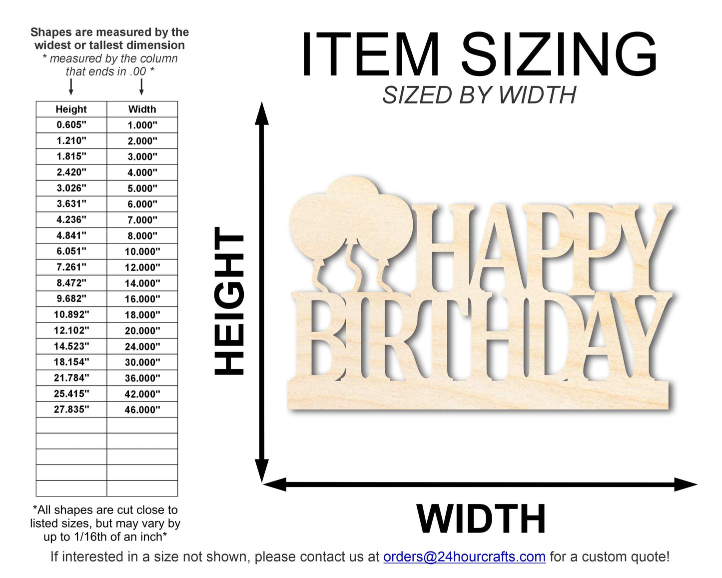 Unfinished Wood Happy Birthday Shape | DIY Craft Cutout | up to 46" DIY