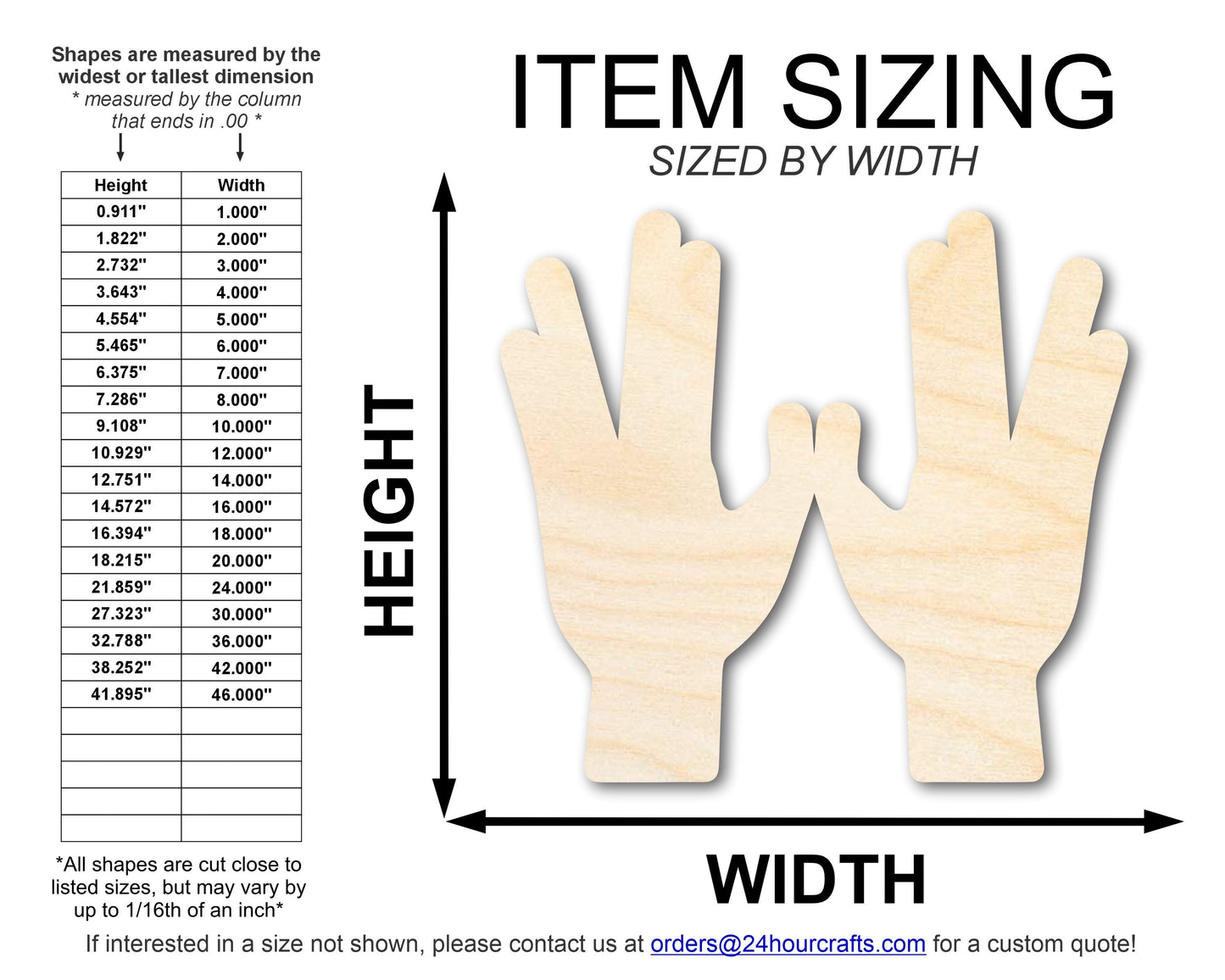 Unfinished Wood Priestly Blessing Hands Shape | DIY Craft Cutout | up to 46" DIY