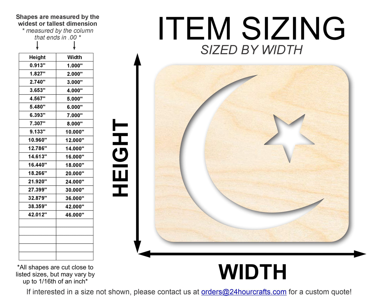 Unfinished Wood Islam Symbol Shape | DIY Craft Cutout | up to 46" DIY