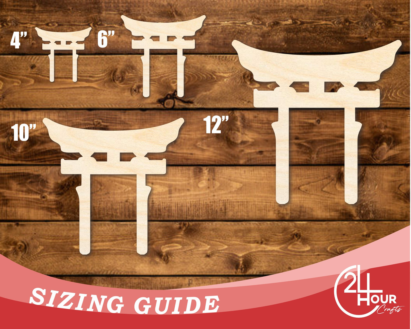 Unfinished Wood Shinto Symbol Shape | DIY Craft Cutout | up to 46" DIY