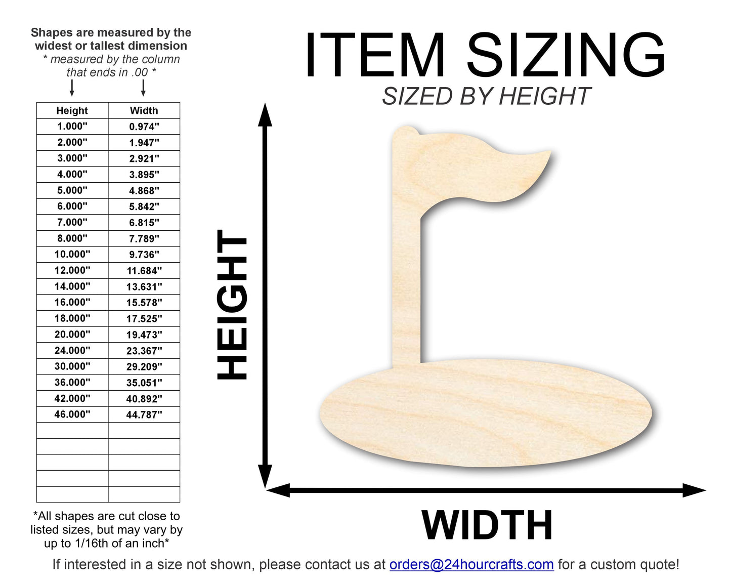 Unfinished Wood Golf Hole Shape | DIY Craft Cutout | up to 46" DIY