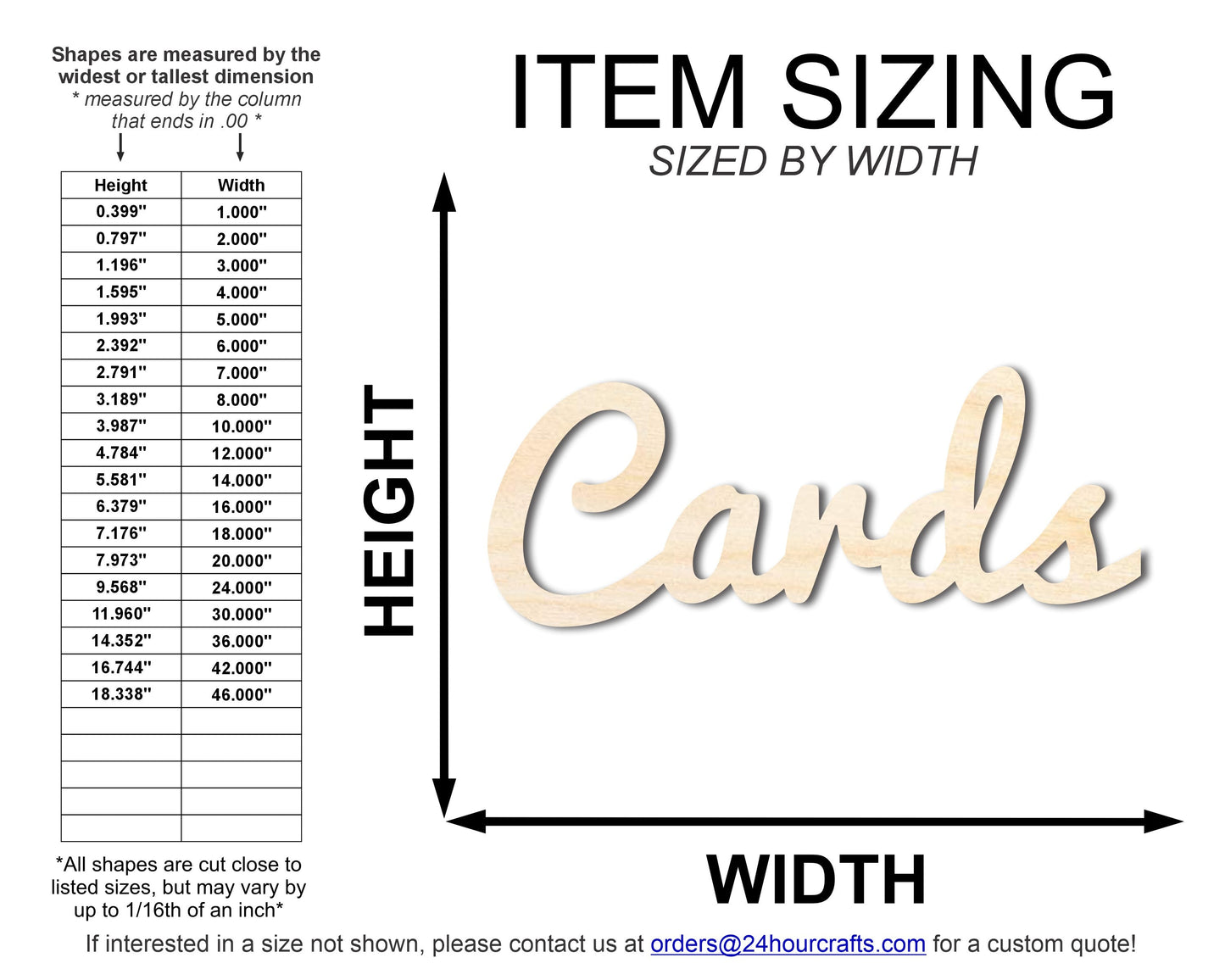 Unfinished Wood Cards Shape | DIY Craft Cutout | up to 46" DIY