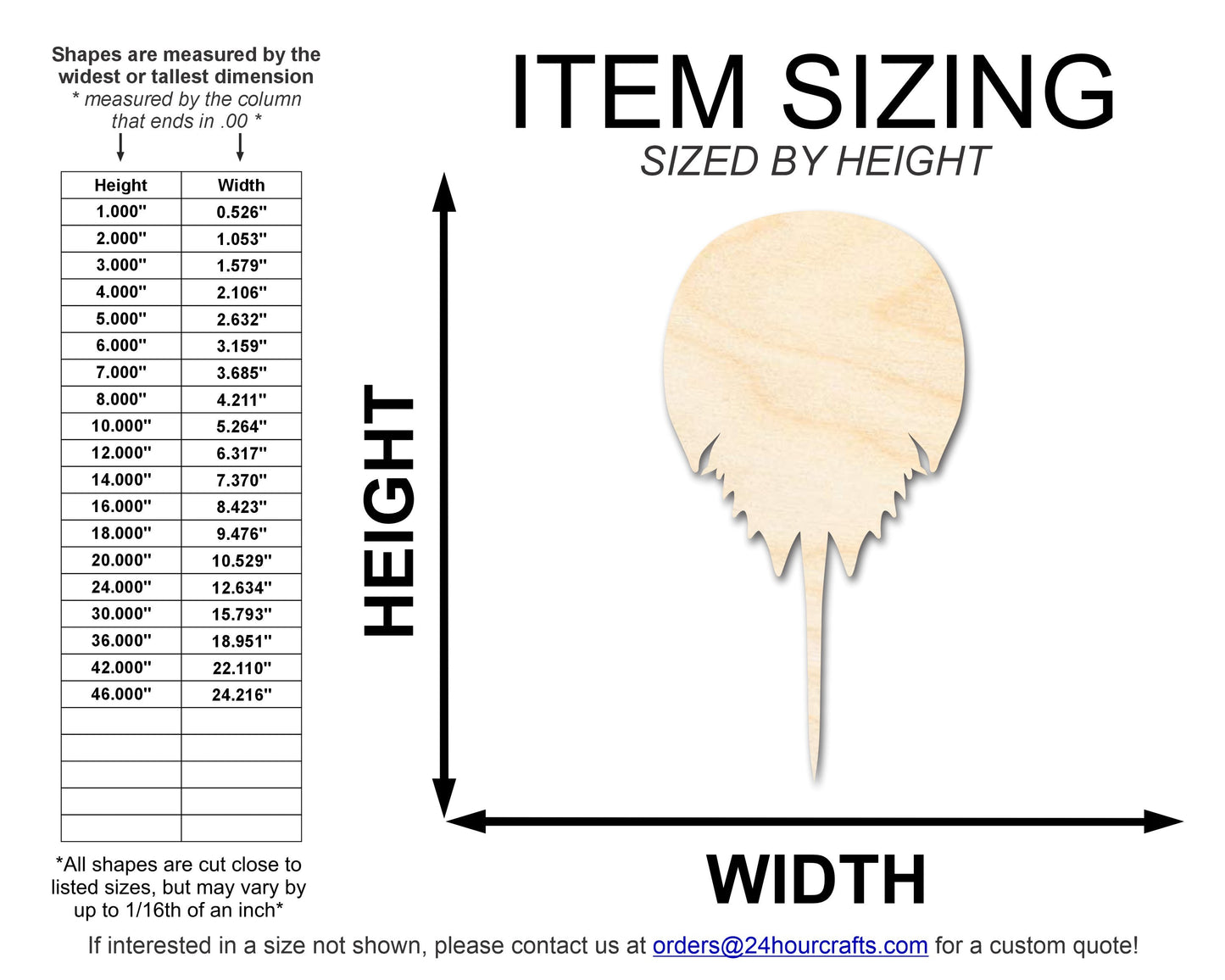 Unfinished Wood Horseshoe Crab Shape | DIY Craft Cutout | up to 46" DIY