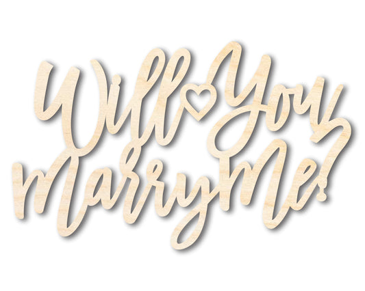 Unfinished Wood Will You Marry Me Sign | DIY Craft Cutout | up to 46" DIY