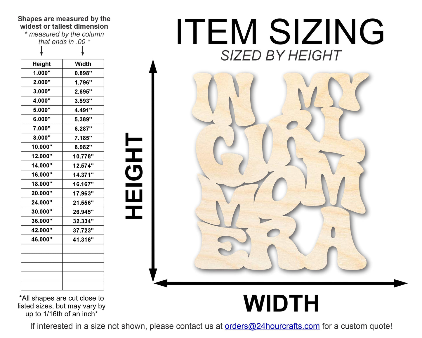 Unfinished Wood In My Girl Mom Era Cutout | DIY Craft Shape | up to 46" DIY