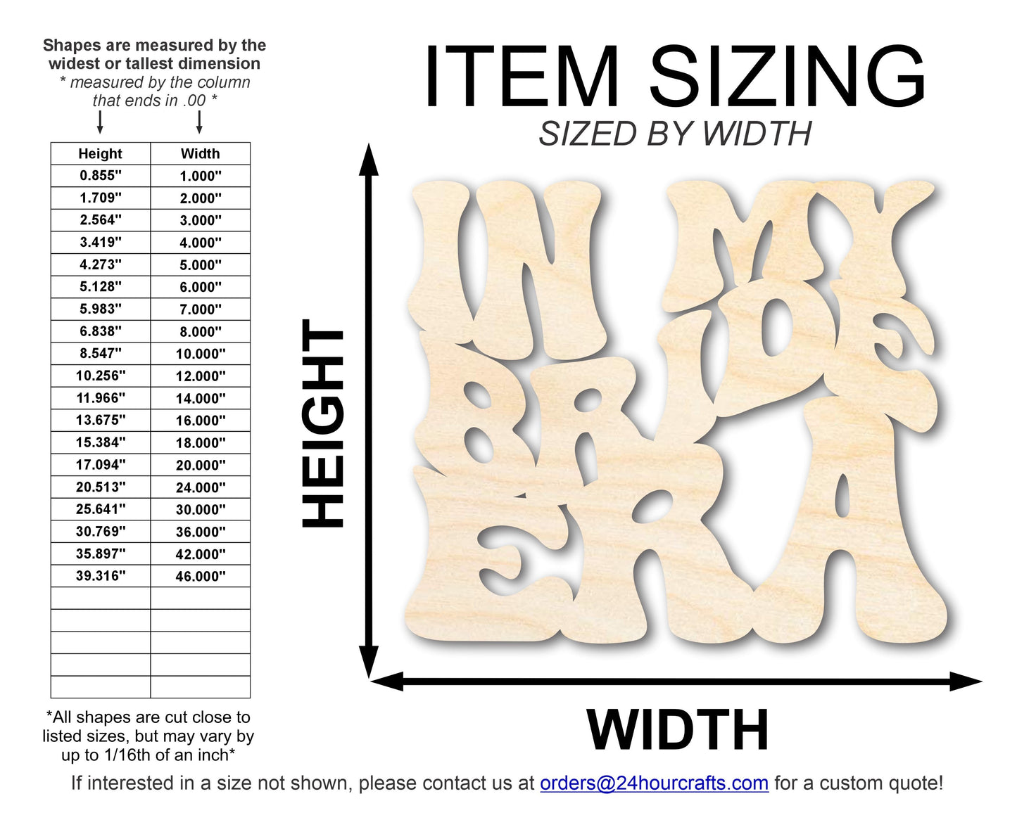 Unfinished Wood In My Bride Era Cutout | DIY Craft Shape | up to 46" DIY