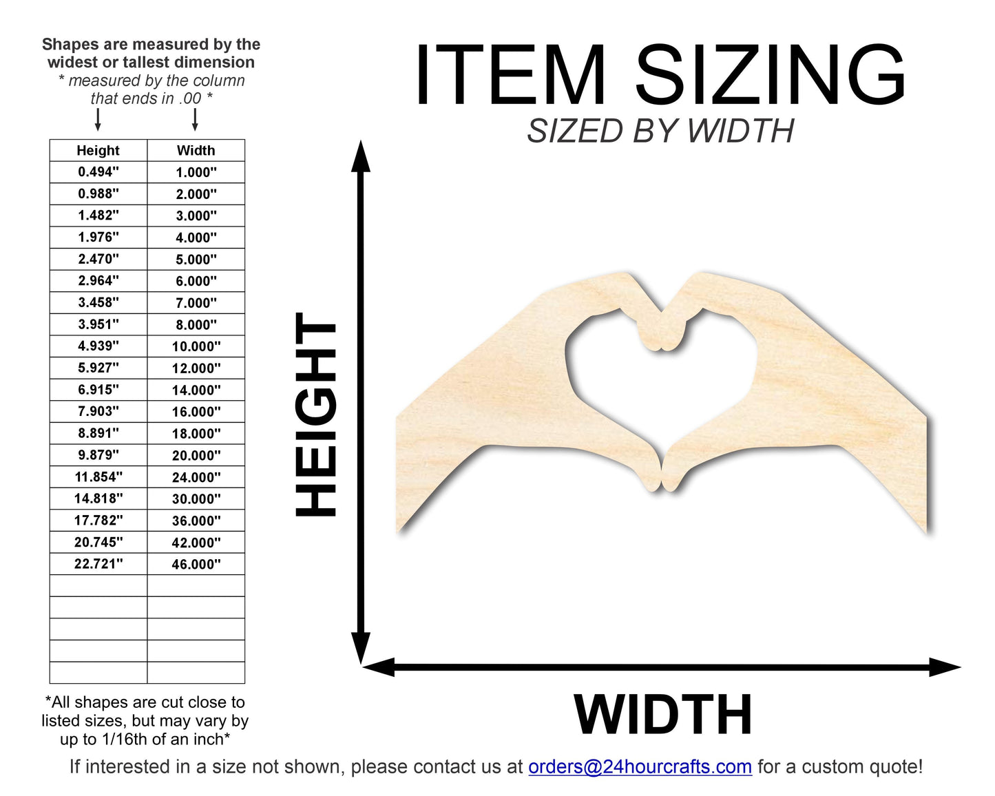 Unfinished Wood Heart Hands Shape | DIY Craft Cutout | up to 46" DIY