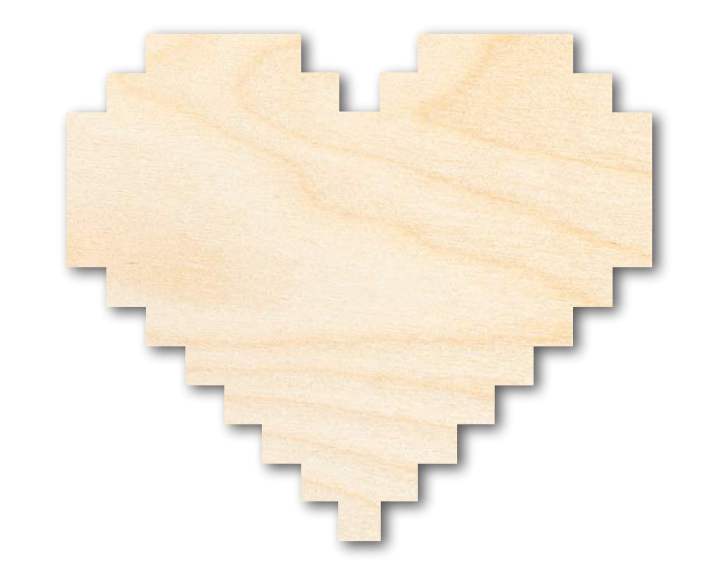 Unfinished Wood Pixel Heart Shape | DIY Craft Cutout | up to 46" DIY